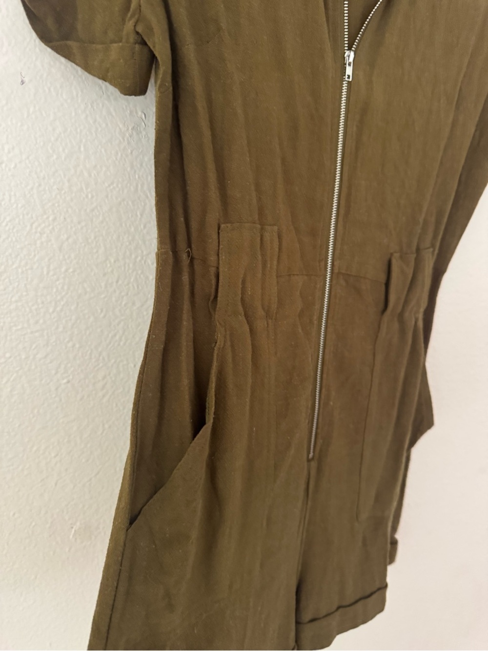 Forever 21 Olive Utility Short-Sleeve Romper with Tie Waist - Picture 10 of 13